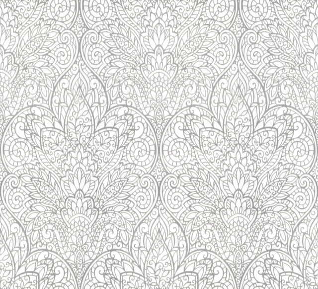 Bright White/Silver Paradise Wallpaper