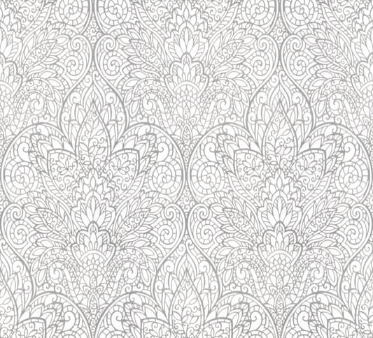 Bright White/Silver Paradise Wallpaper