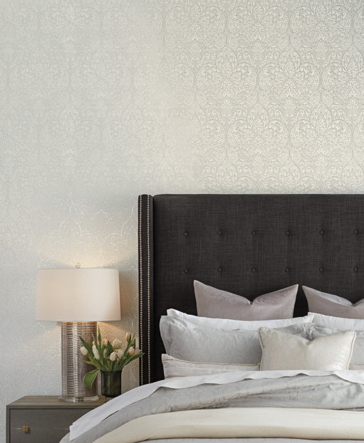 Bright White/Silver Paradise Wallpaper