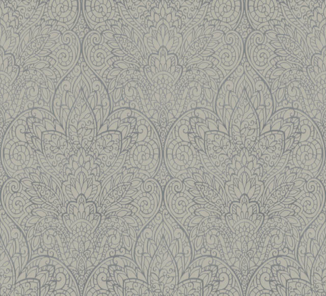 Dark Taupe/Silver Paradise Wallpaper