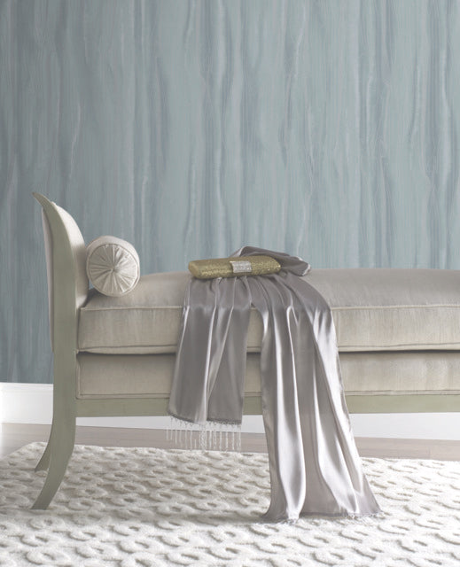 Blue/Silver Fantasy Faux Bois Wallpaper