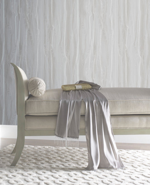 Grey/White Fantasy Faux Bois Wallpaper