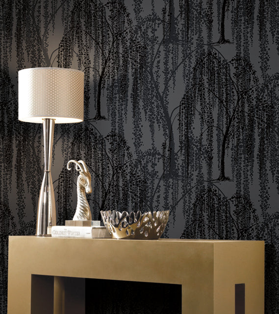 Gray Willow Glow Wallpaper