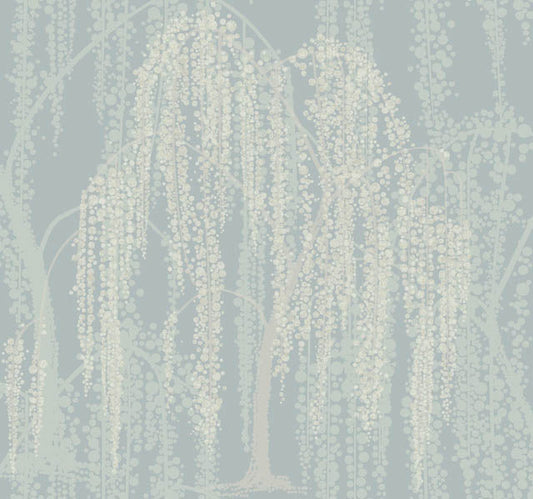 Smokey Blue Willow Glow Wallpaper