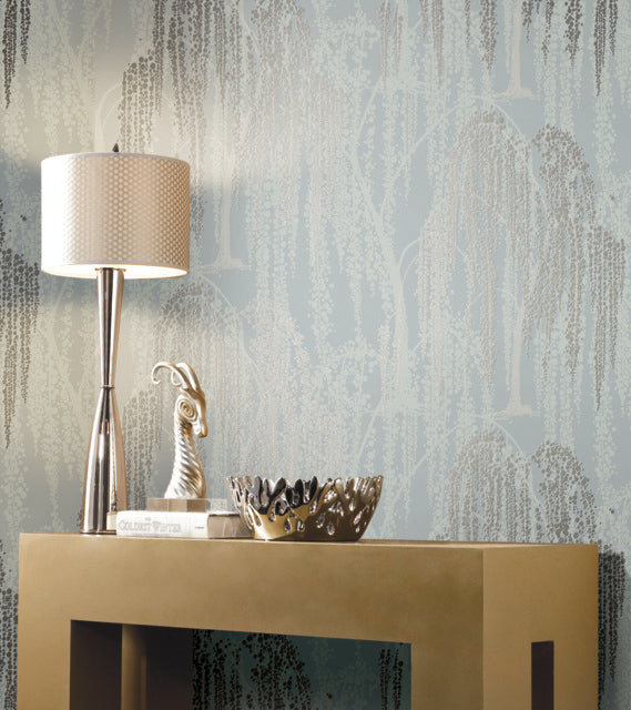 Smokey Blue Willow Glow Wallpaper