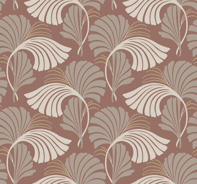 Tan Dancing Leaves Wallpaper