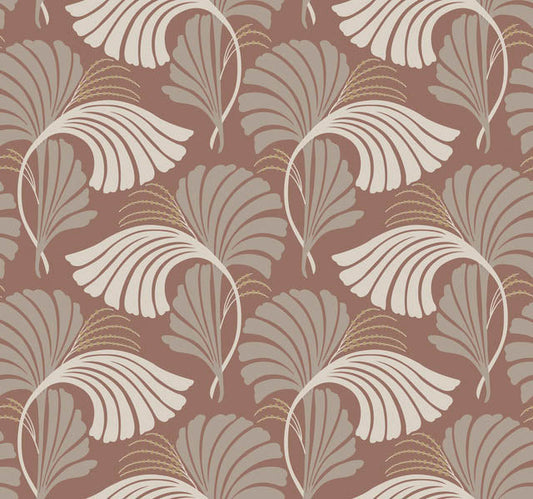 Tan Dancing Leaves Wallpaper