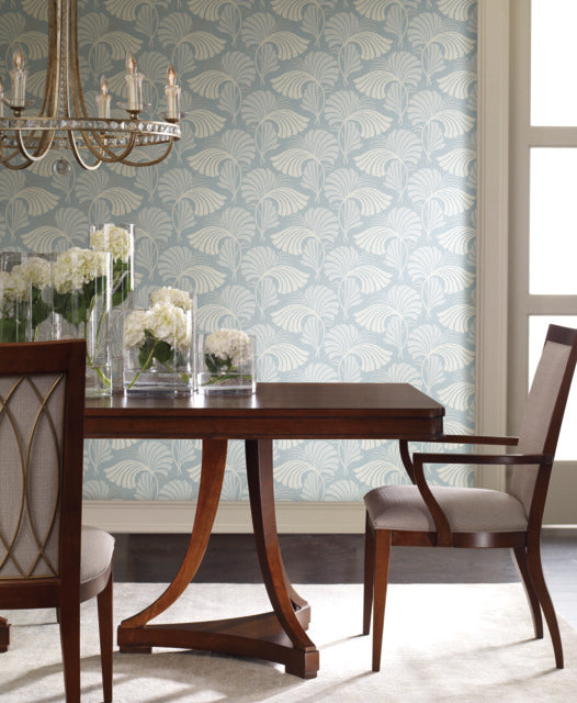 Light Blue Dancing Leaves Wallpaper