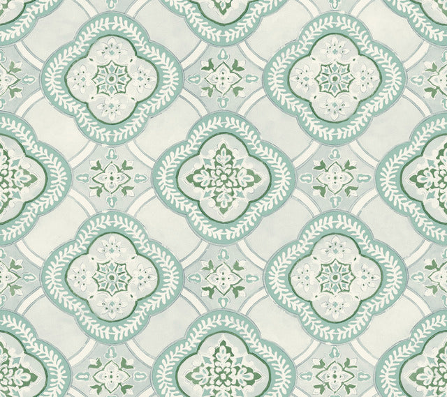 Blue/Grey Garden Trellis Rain Wallpaper