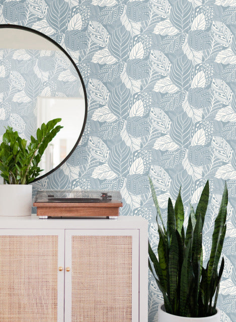 Blue Vinca Smokey Blue Wallpaper