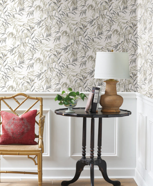 Beige/Grey Willow Grove Sand Wallpaper
