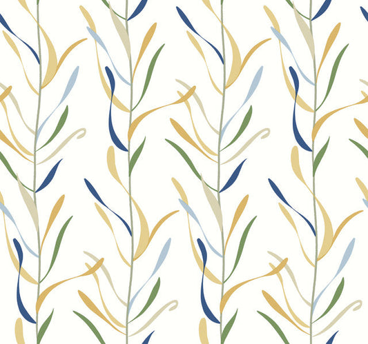 Yellow/Blue Chloe Vine Ochre Wallpaper