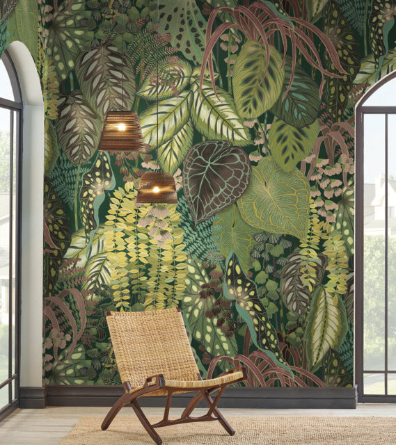 Green/Black Greenery Mural Jade Wall Mural