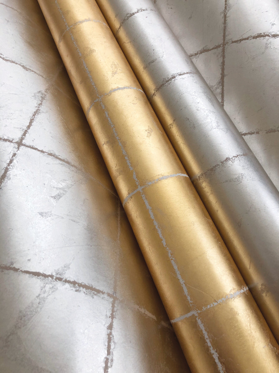 Gold Metal Leaf Squares Wallpaper