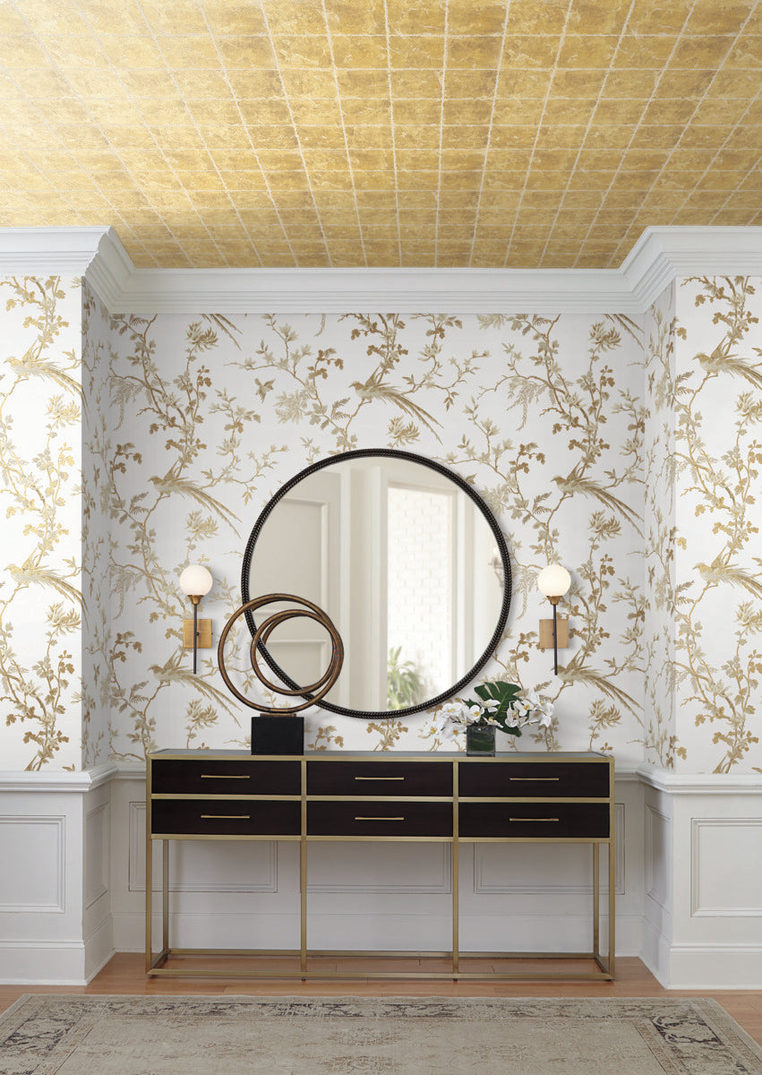 Gold Metal Leaf Squares Wallpaper