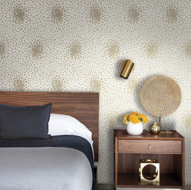 Cream & Gold Petite Leaves Wallpaper Petite Leaves