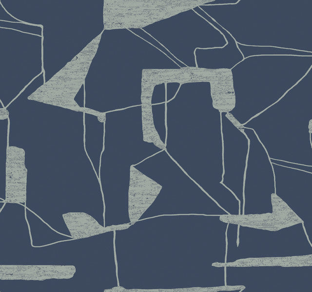 Navy & Silver Abstract Geo Wallpaper Abstract Geo