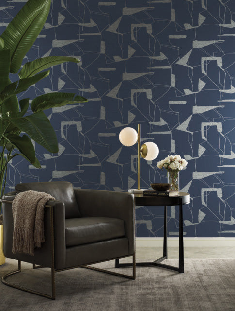 Navy & Silver Abstract Geo Wallpaper Abstract Geo