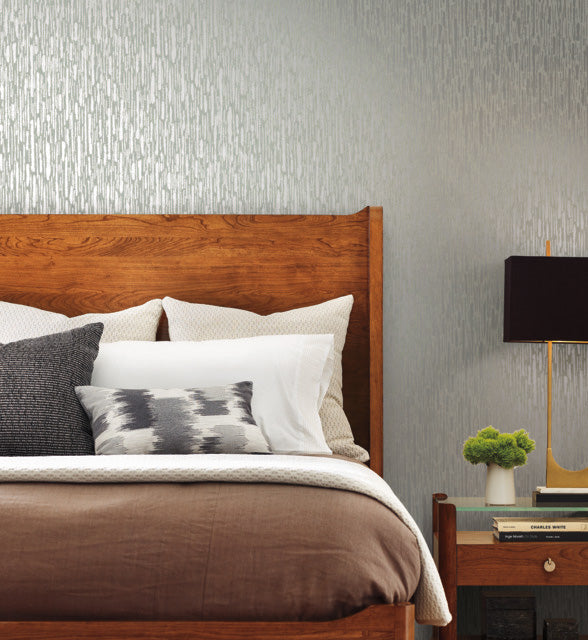 Pale Green & Silver Metallic Cascade Wallpaper Metallic Cascade