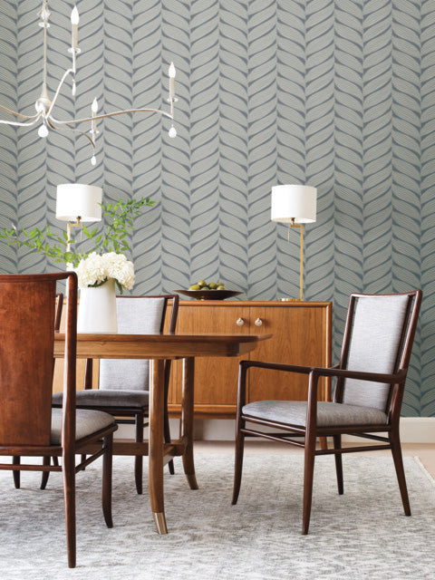 Charcoal & Silver Luminous Leaves Wallpaper Luminous Leaves