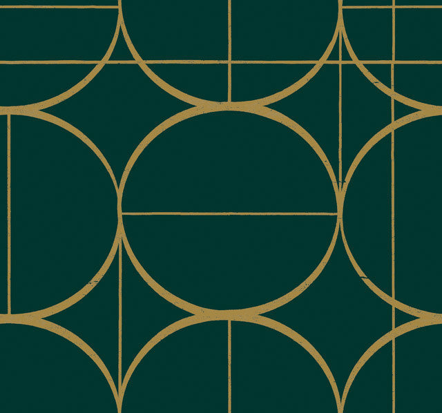 Emerald & Gold Sun Circles Wallpaper Sun Circles