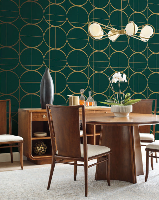 Emerald & Gold Sun Circles Wallpaper Sun Circles