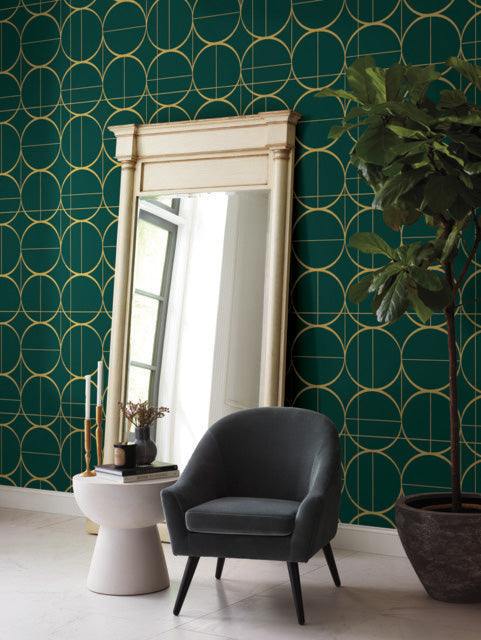 Emerald & Gold Sun Circles Wallpaper Sun Circles