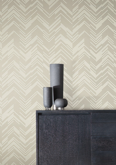 Cream & Gold Polished Chevron Wallpaper Polished Chevron
