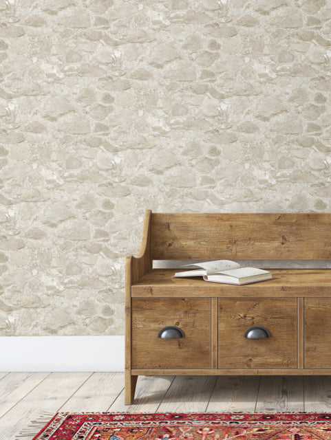 Beige Field Stone Wallpaper