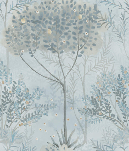 Blue/Gray Orchard Wallpaper