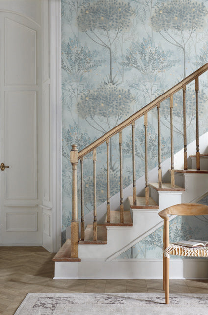 Blue/Gray Orchard Wallpaper