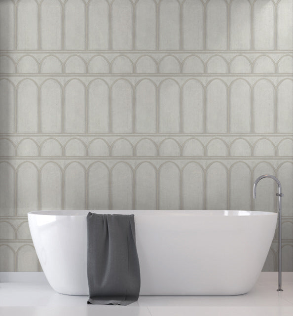 Gray/Pearl Arches Wallpaper