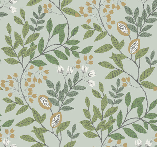 Green/Gold Eden Retreat Wallpaper