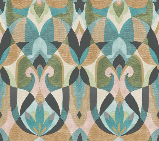 Green/Teal/Gold Malta Wallpaper