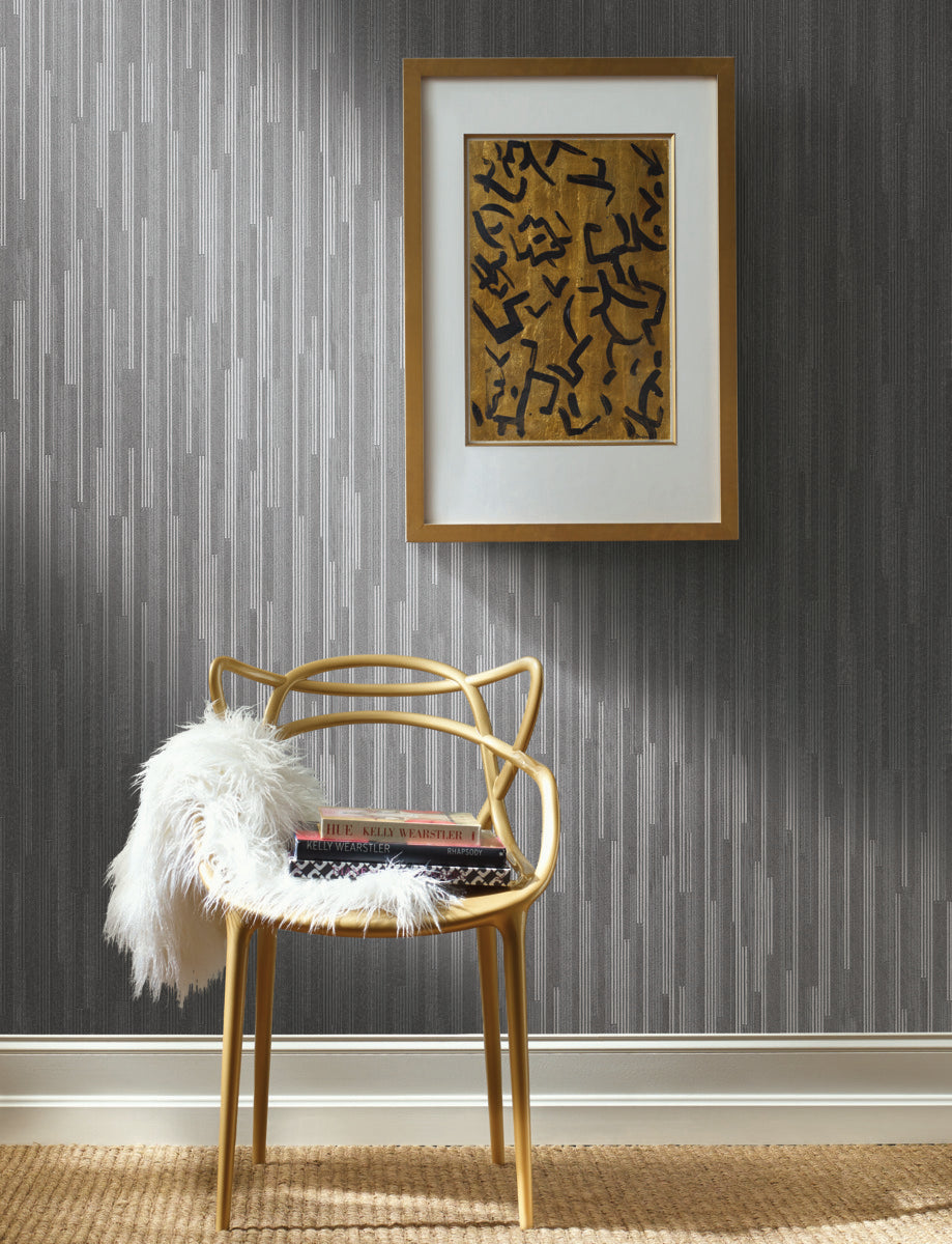 Charcoal Vertical Plumb Wallpaper