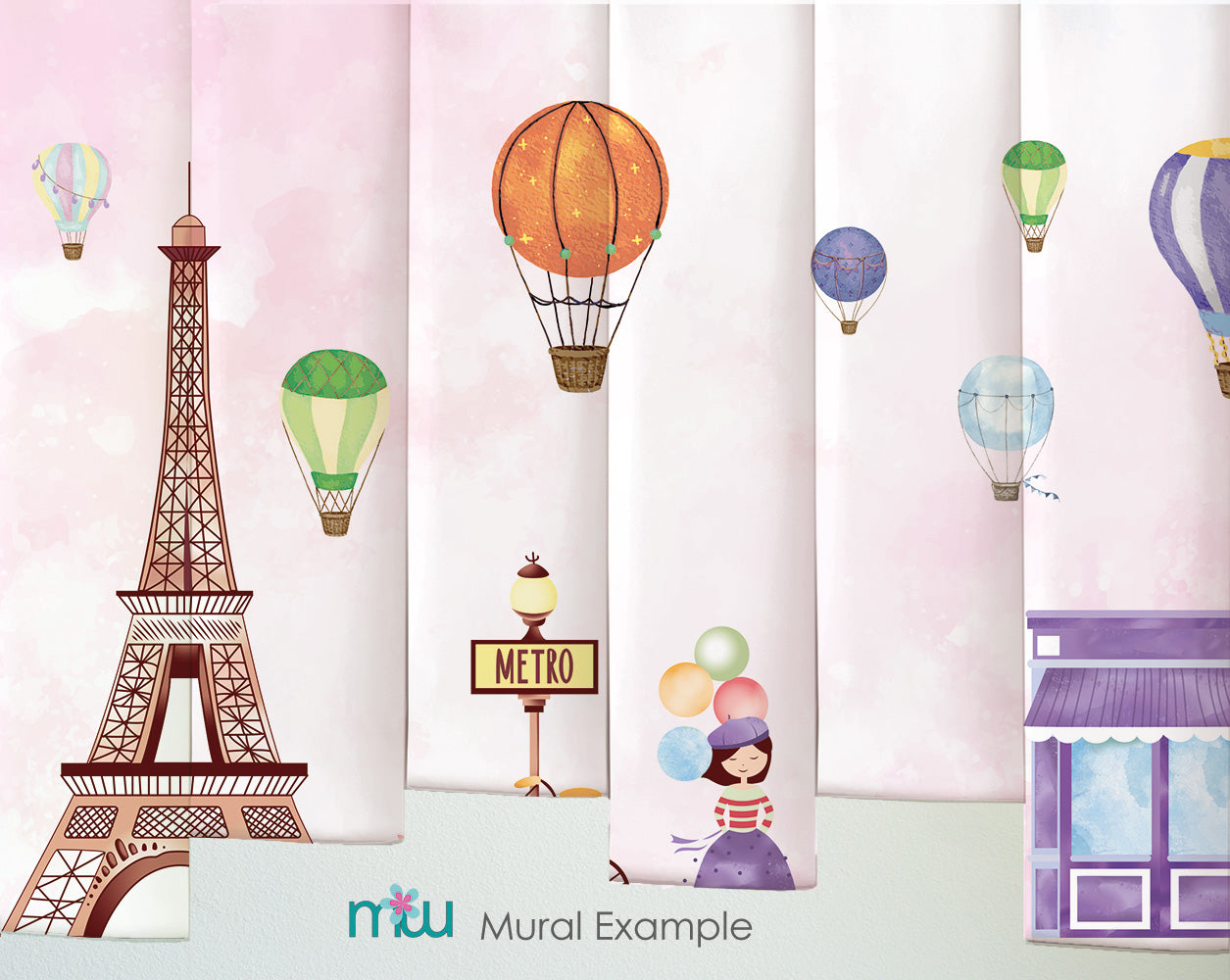 Pink Eiffel Tower Mural