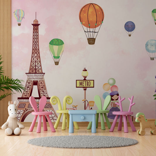 Pink Eiffel Tower Mural