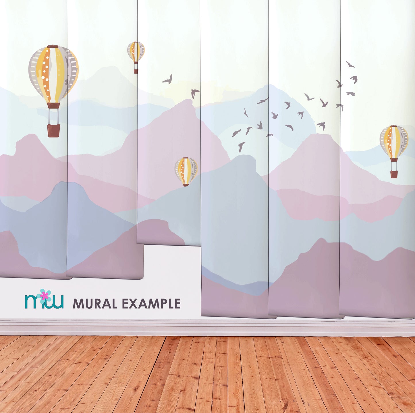 Pink and Baby Blue Mountains Mural