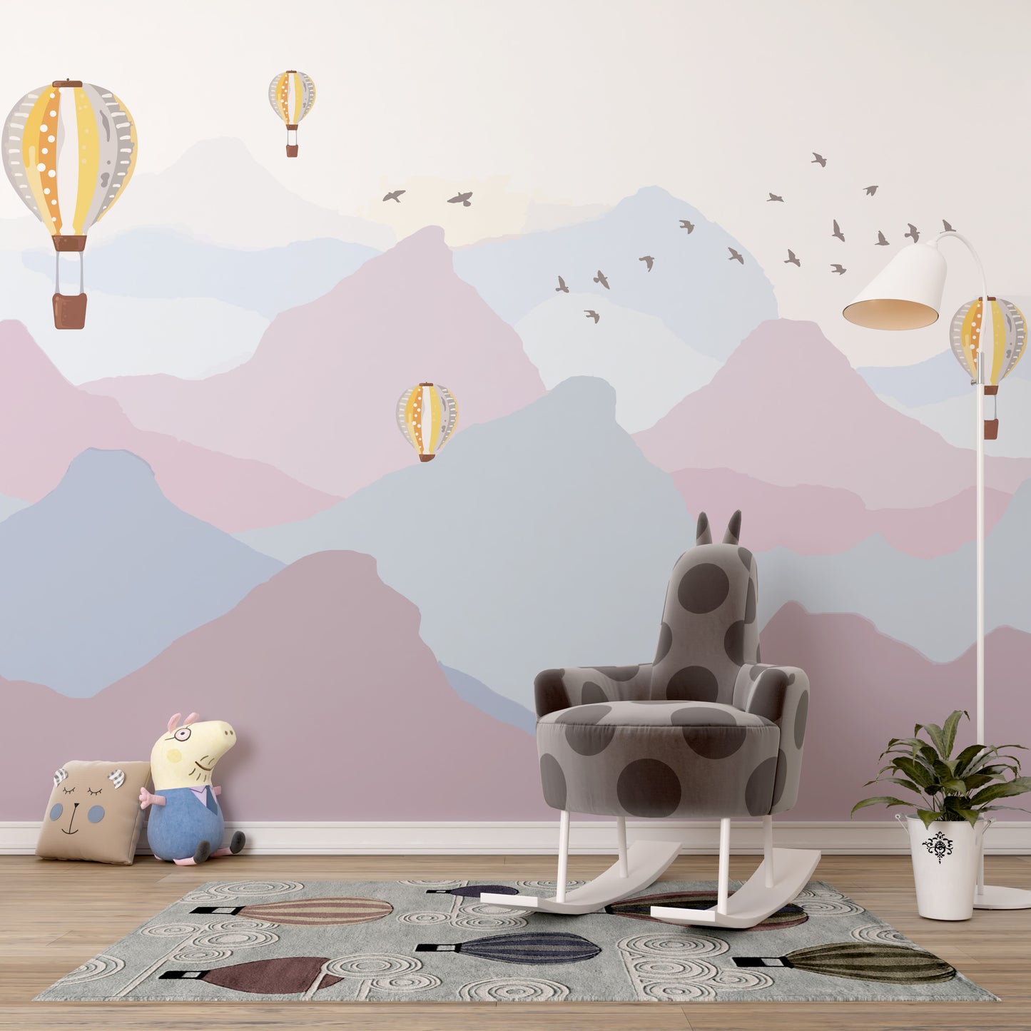 Pink and Baby Blue Mountains Mural
