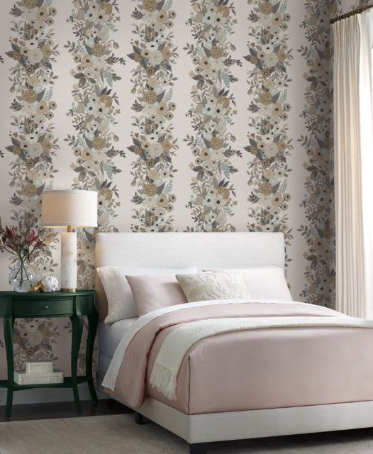 White/Brown Garden Party Trellis Wallpaper