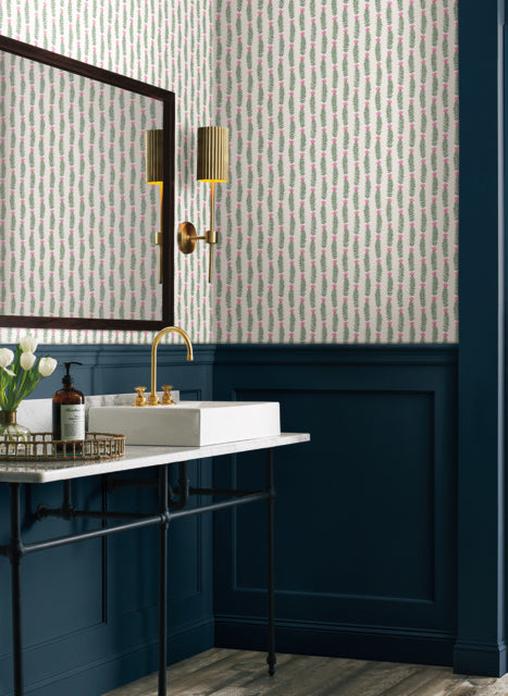 White/Green Eden Wallpaper