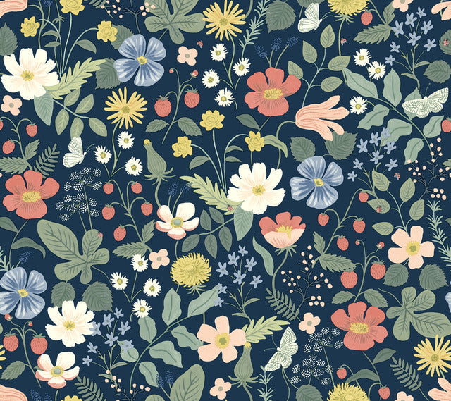 Blue/Pink Strawberry Fields Wallpaper