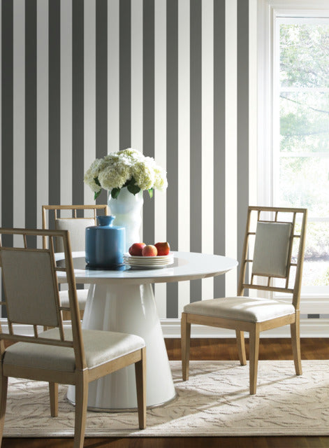 Gray/White 3" Stripe Wallpaper