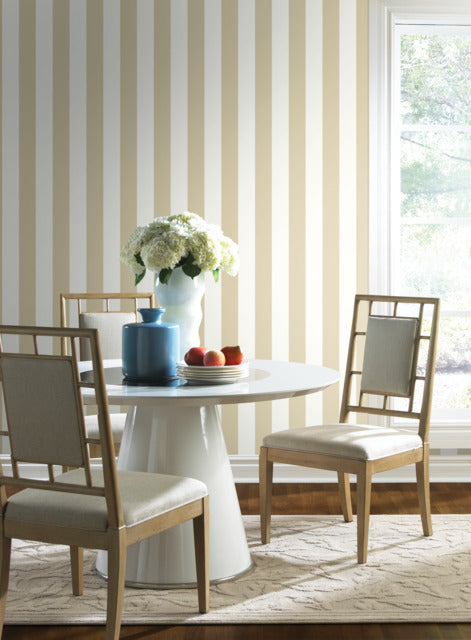 Tan/White 3" Stripe Wallpaper