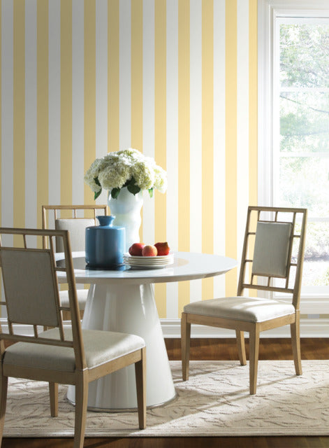 Yellow/White 3" Stripe Wallpaper