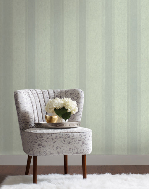 Blue Pearl/White Stately Stripe Wallpaper