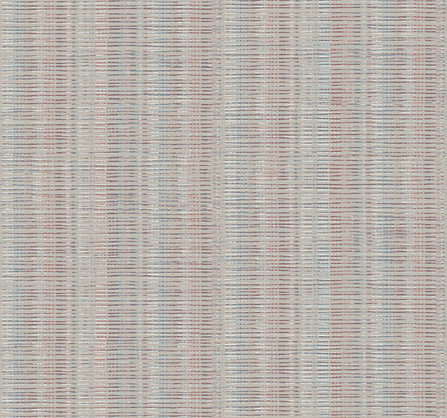 Beige/Red/Blue Broken Boucle Stripe Wallpaper