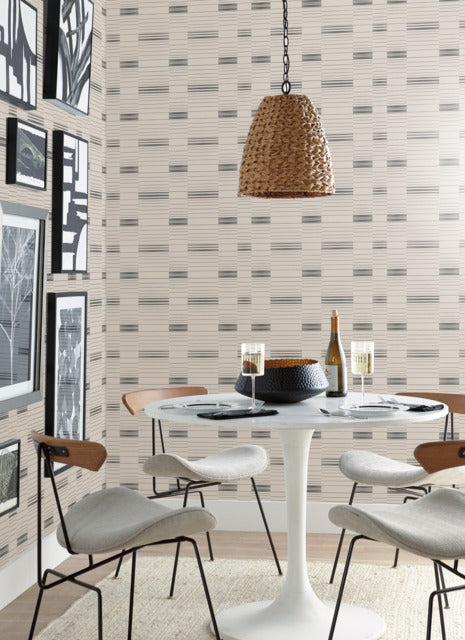 Black/Beige Dashing Stripe Wallpaper