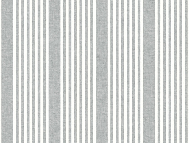 Charcoal French Linen Stripe Wallpaper