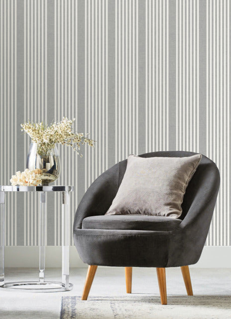 Charcoal French Linen Stripe Wallpaper